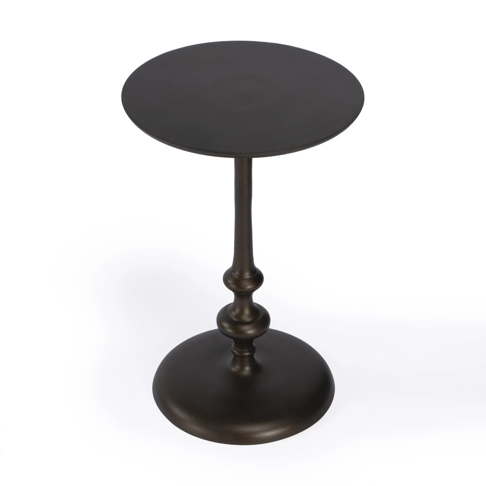 18" Dark Burnished Bronze Aluminum Round Top Pedestal End Table By Homeroots