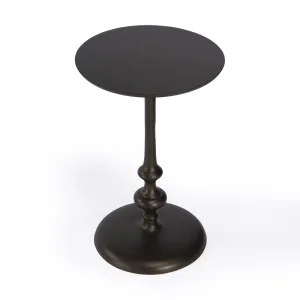 18" Dark Burnished Bronze Aluminum Round Top Pedestal End Table By Homeroots