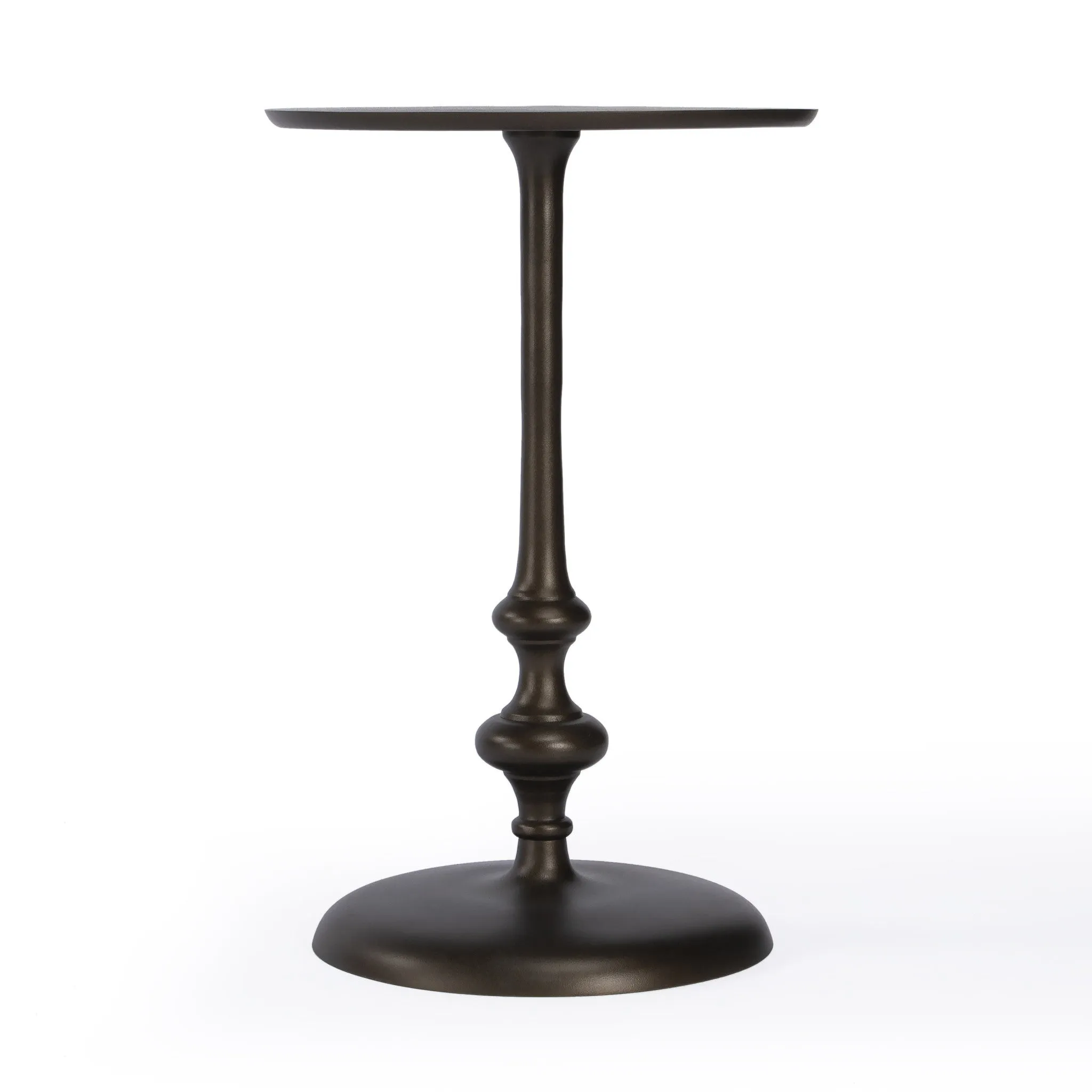 18" Dark Burnished Bronze Aluminum Round Top Pedestal End Table By Homeroots