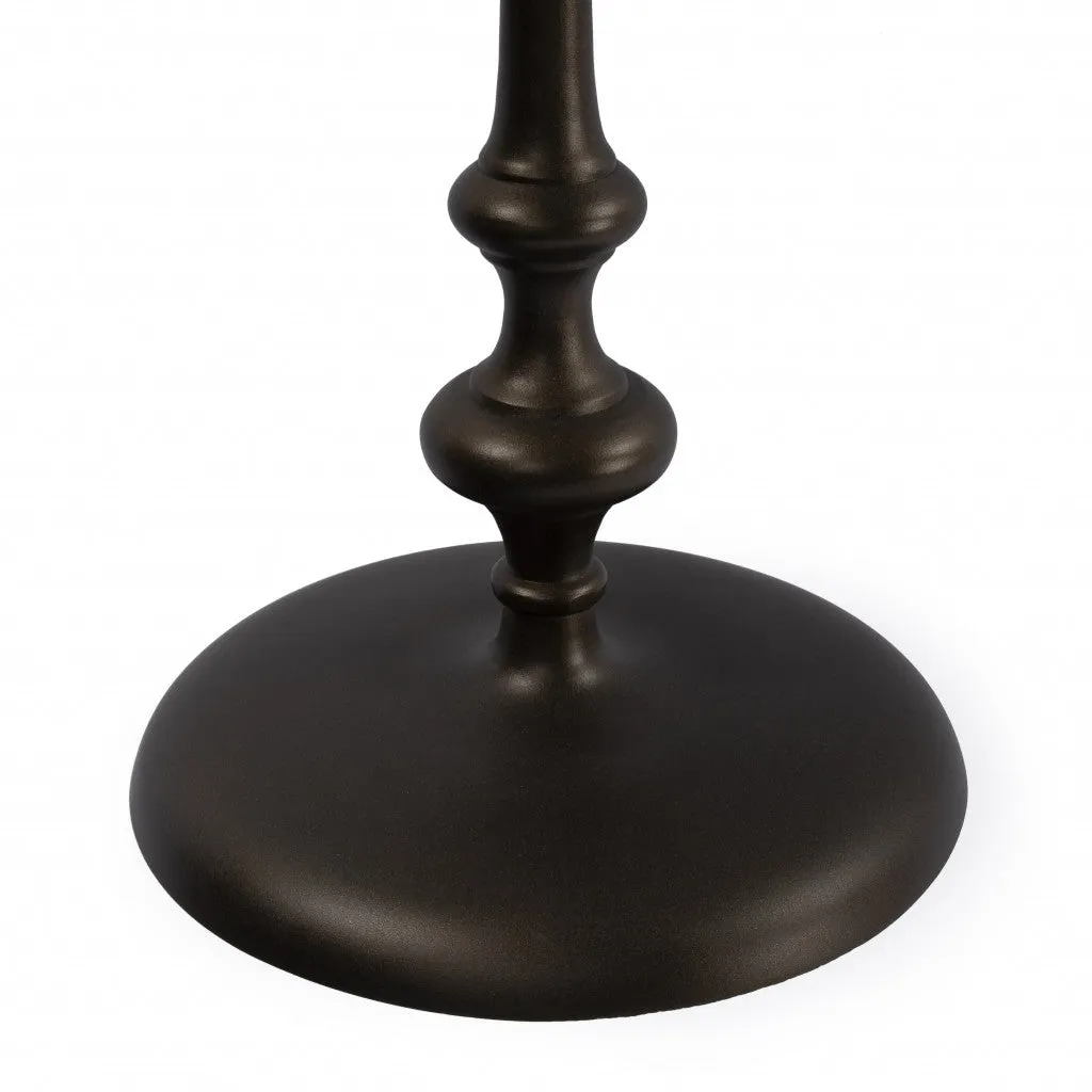 18" Dark Burnished Bronze Aluminum Round Top Pedestal End Table By Homeroots