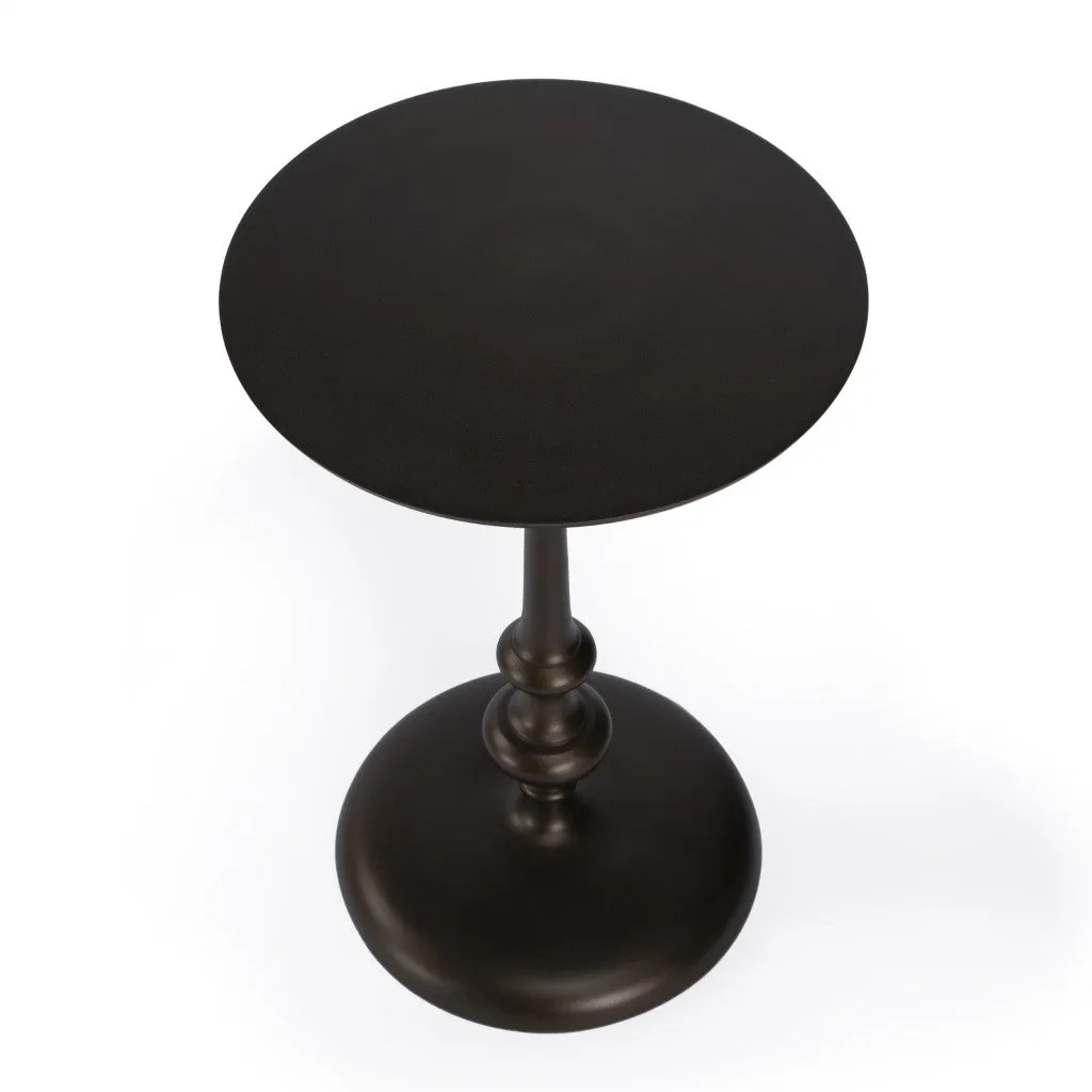 18" Dark Burnished Bronze Aluminum Round Top Pedestal End Table By Homeroots