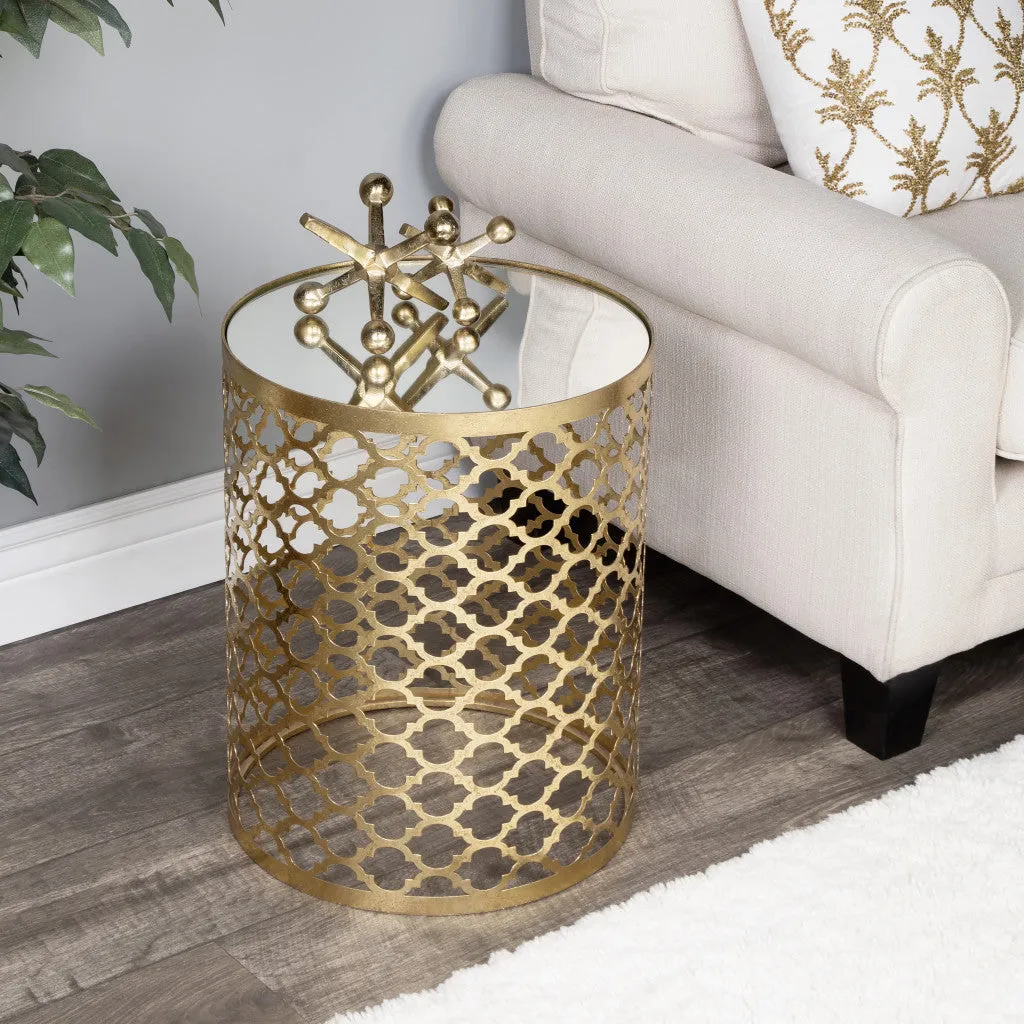 21" Gold Mirrored Round End Table By Homeroots