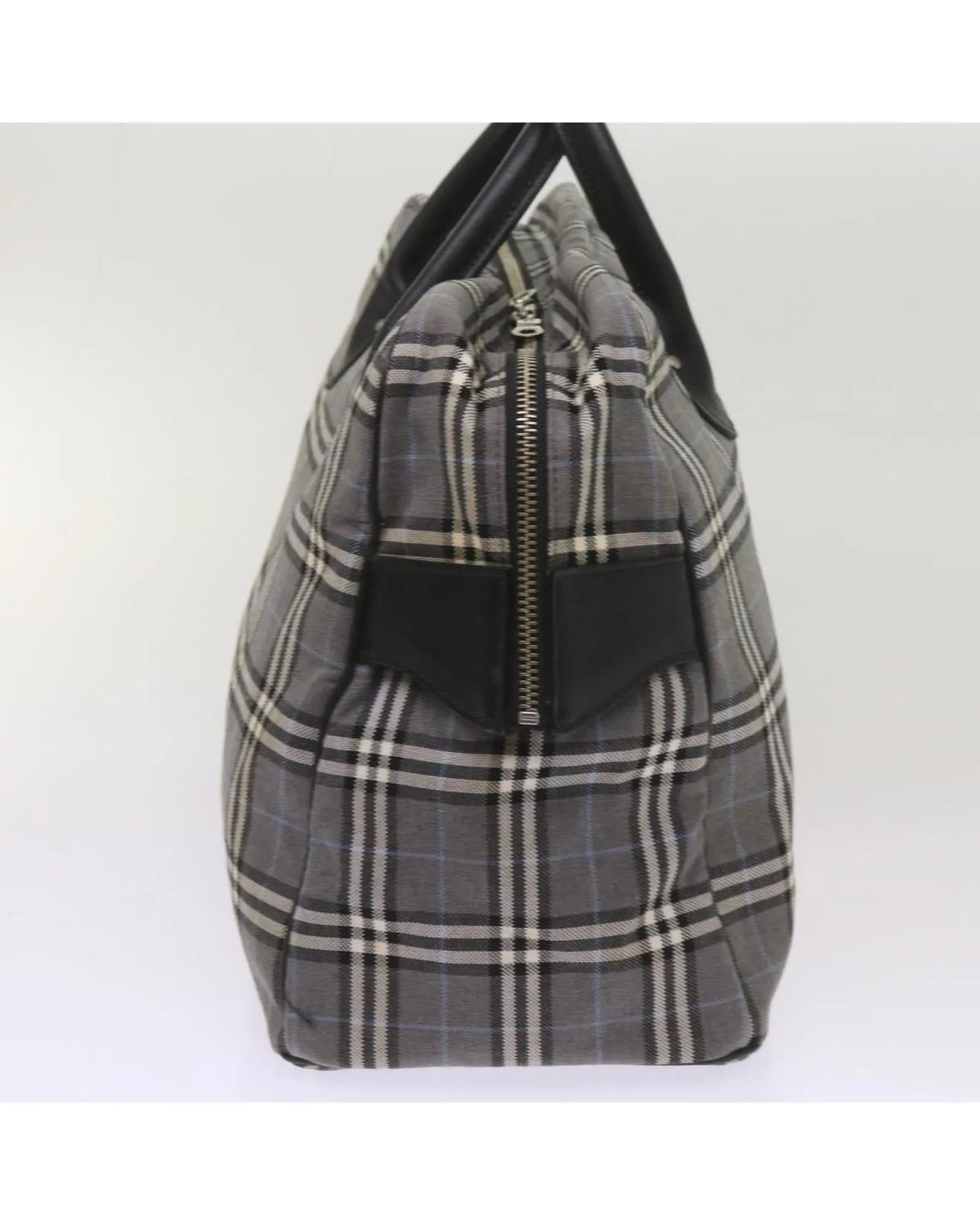 Authentic Burberry Gray Canvas Hand Bag with Nova Check Pattern