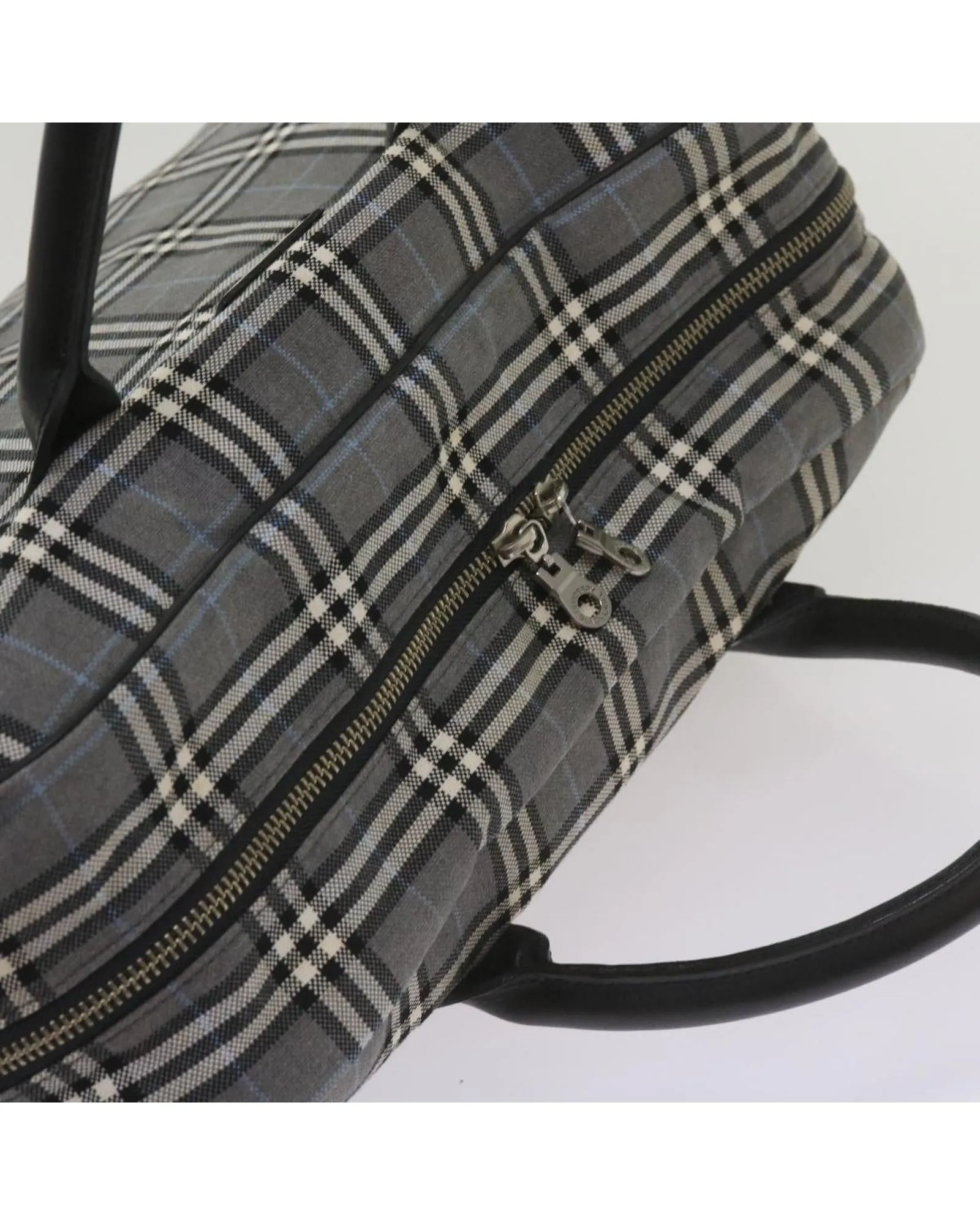 Authentic Burberry Gray Canvas Hand Bag with Nova Check Pattern