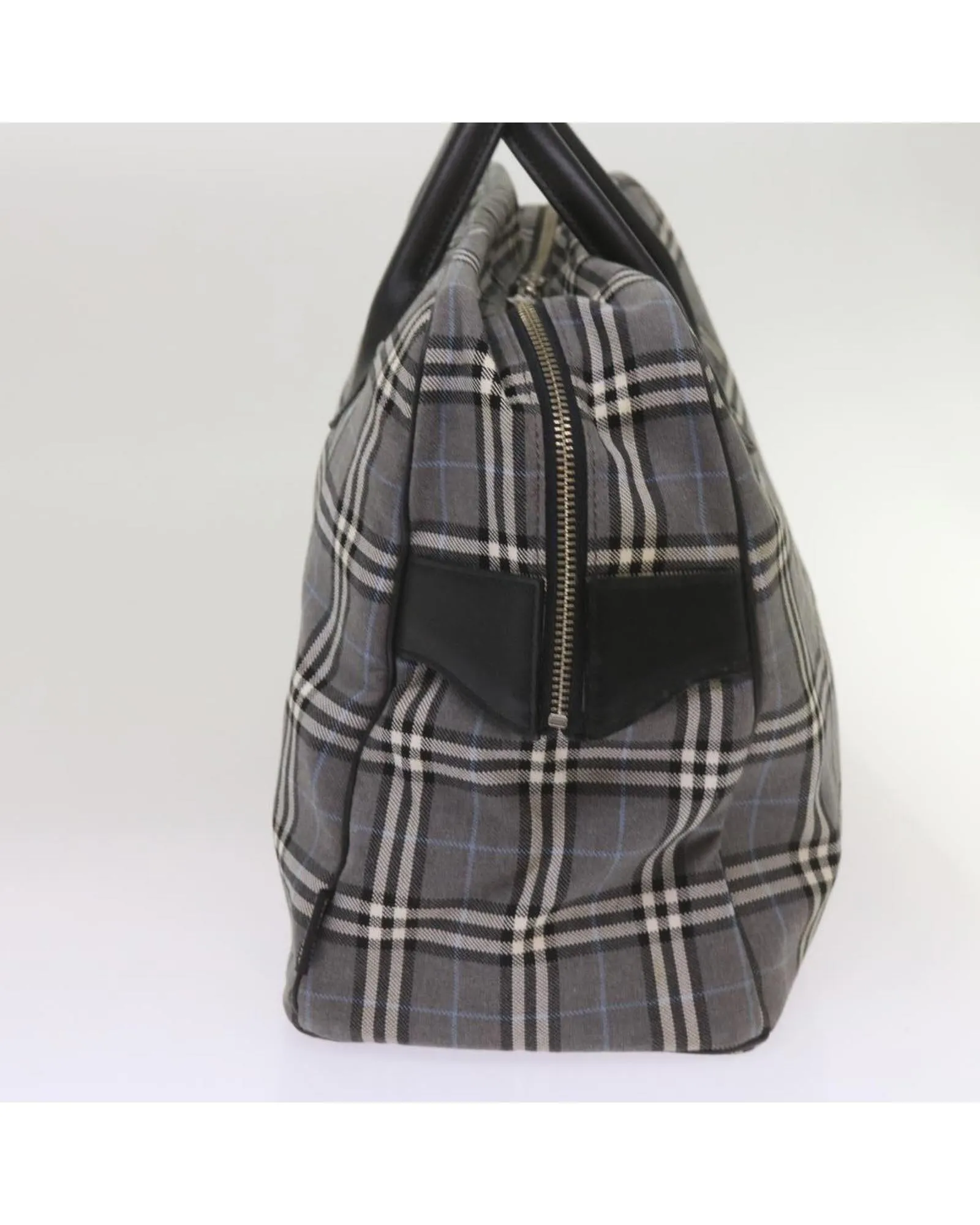 Authentic Burberry Gray Canvas Hand Bag with Nova Check Pattern