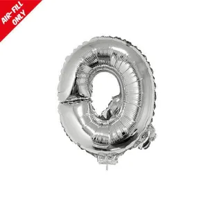 Balloon on Stick - 16" Silver Letter Q