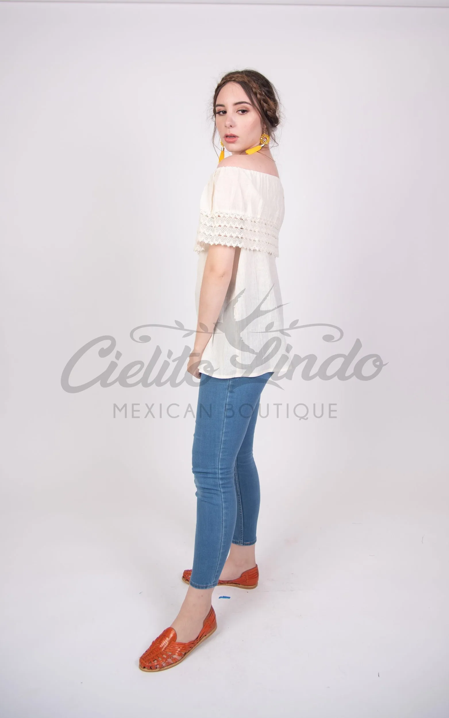 Campesina Off the Shoulder Blouse Cream