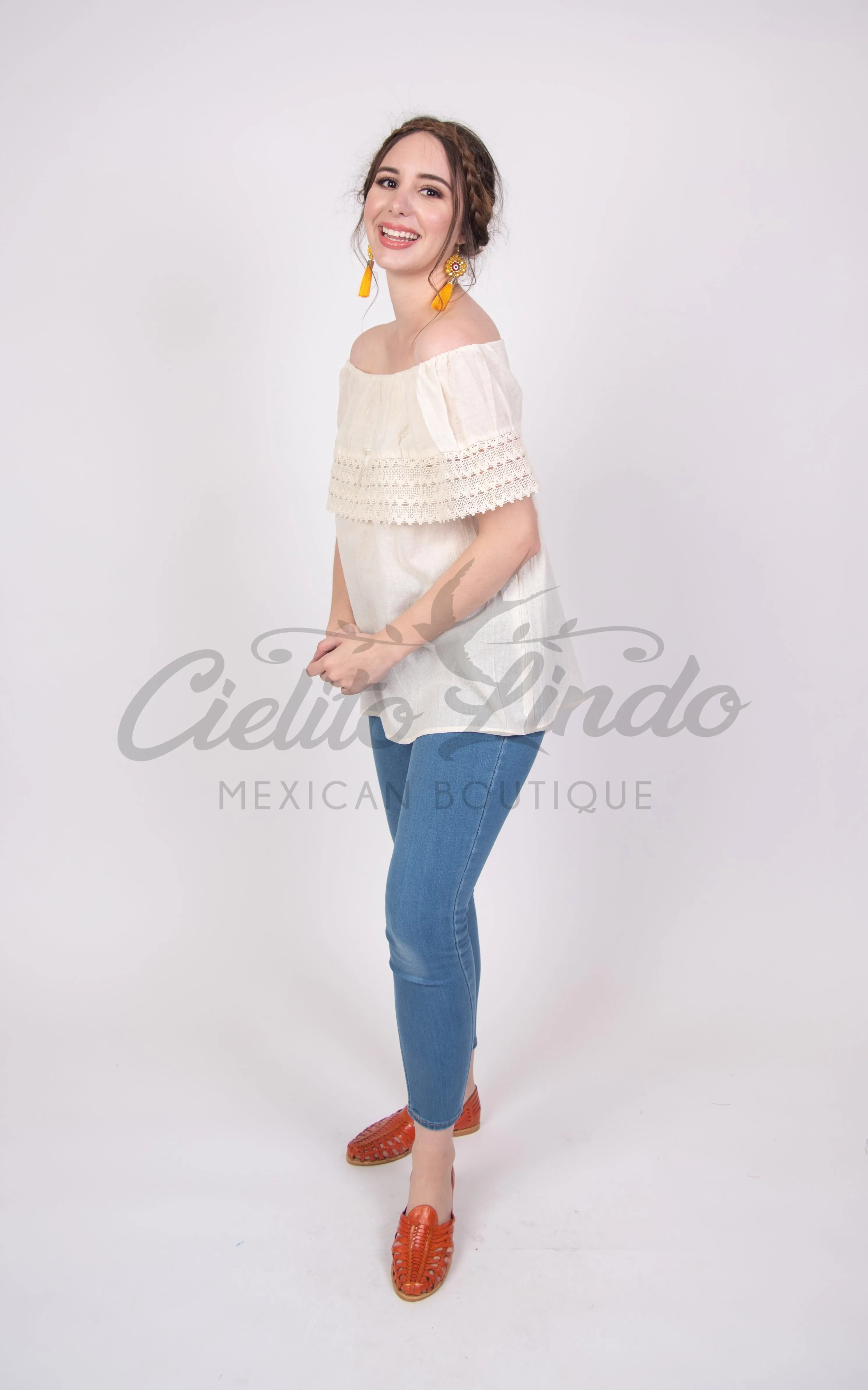 Campesina Off the Shoulder Blouse Cream