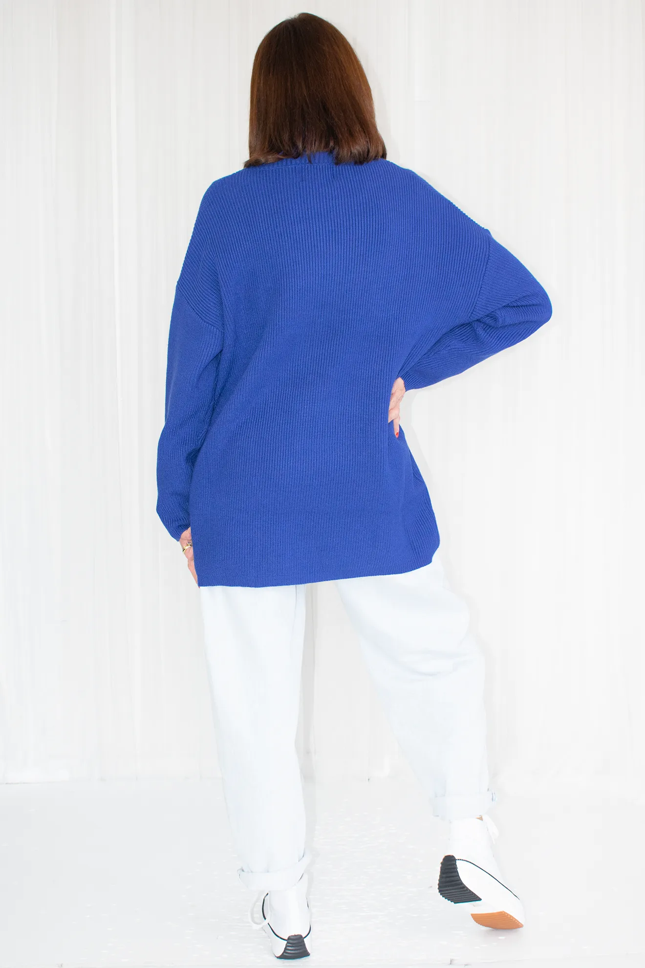 Classic Turtle Neck Slouchy Knit in Royal Blue