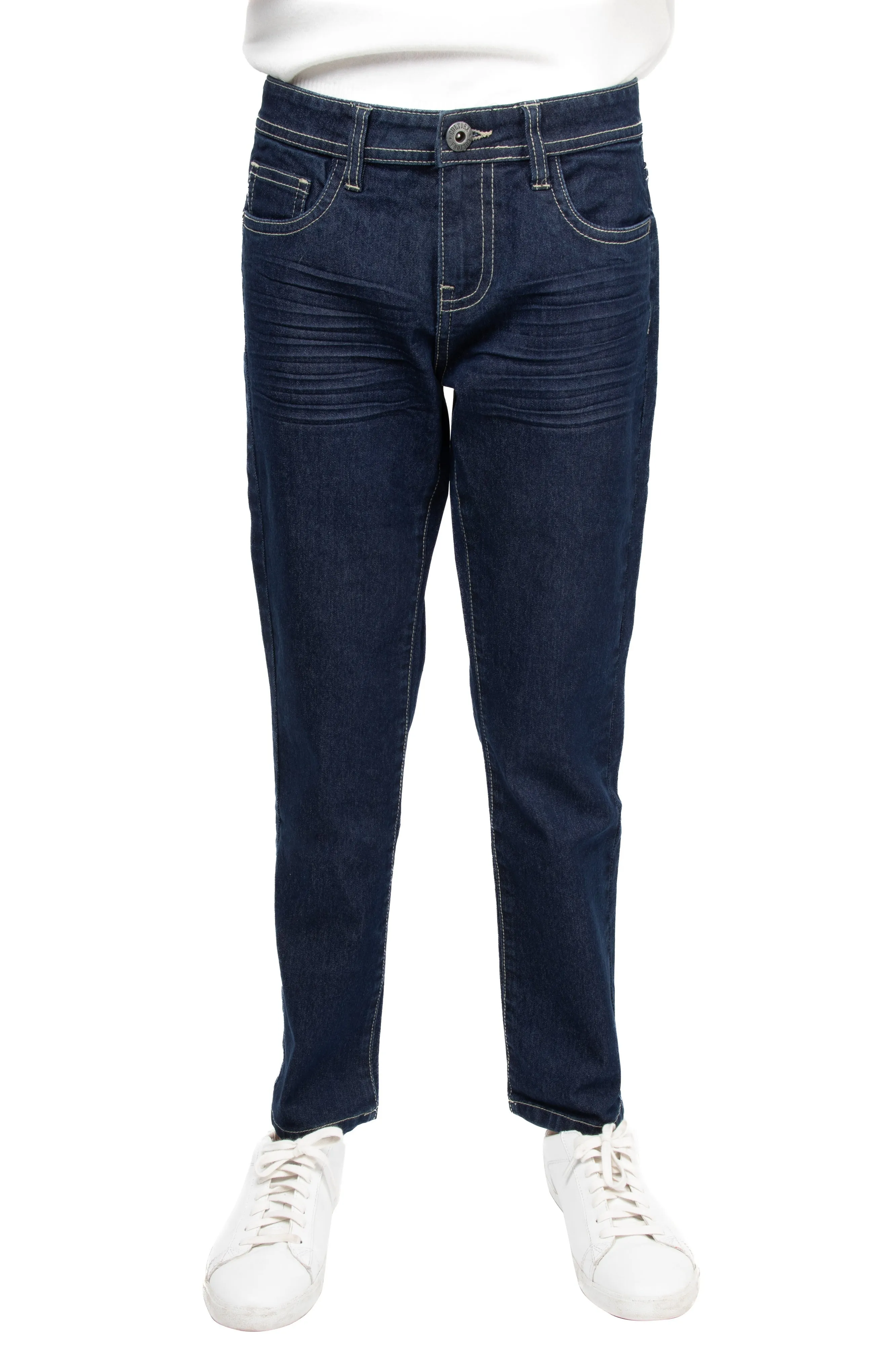 CULTURA Boy's Slim Fit Washed Accent Stitch Denim Pants