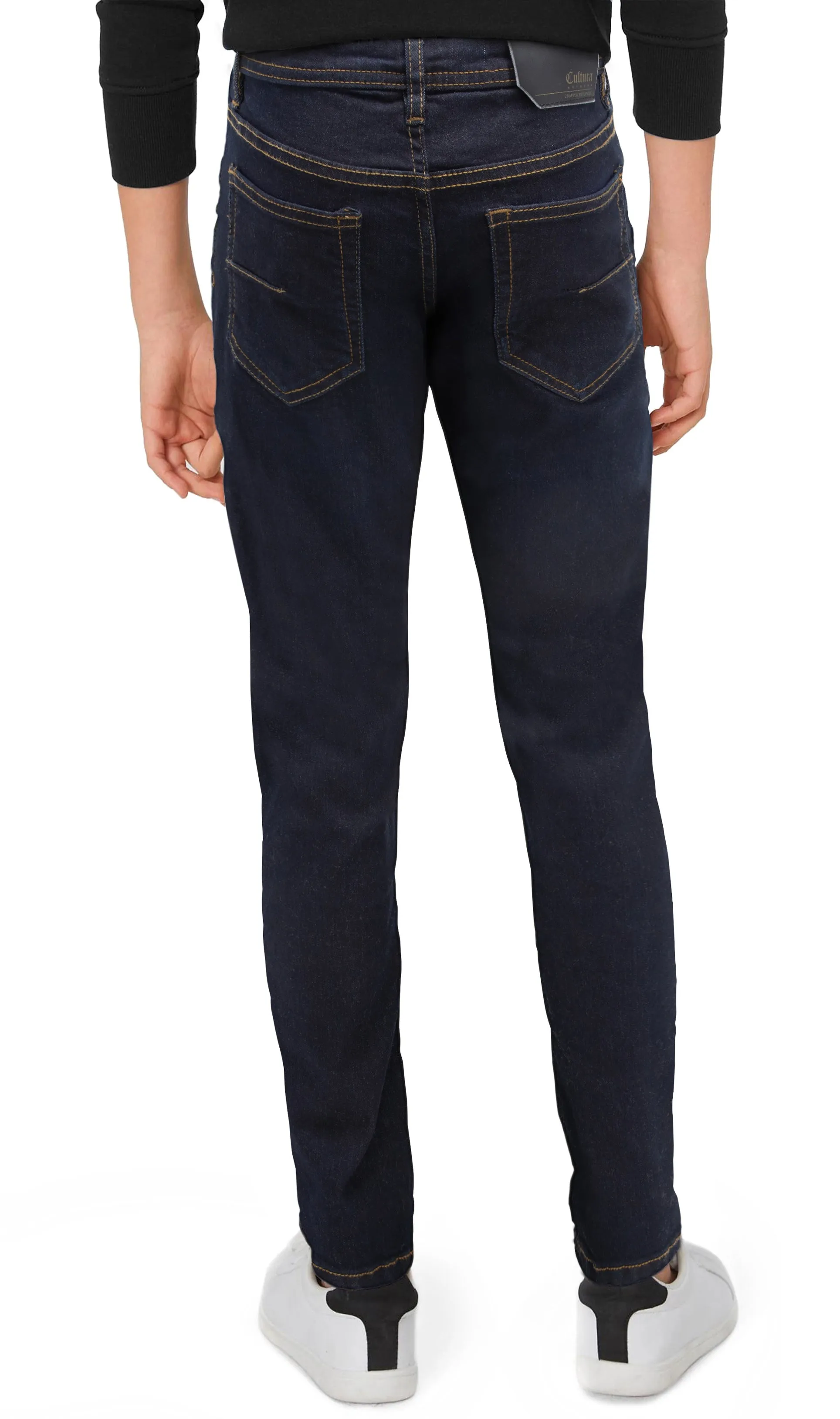 CULTURA Boy's Slim Fit Washed Accent Stitch Denim Pants