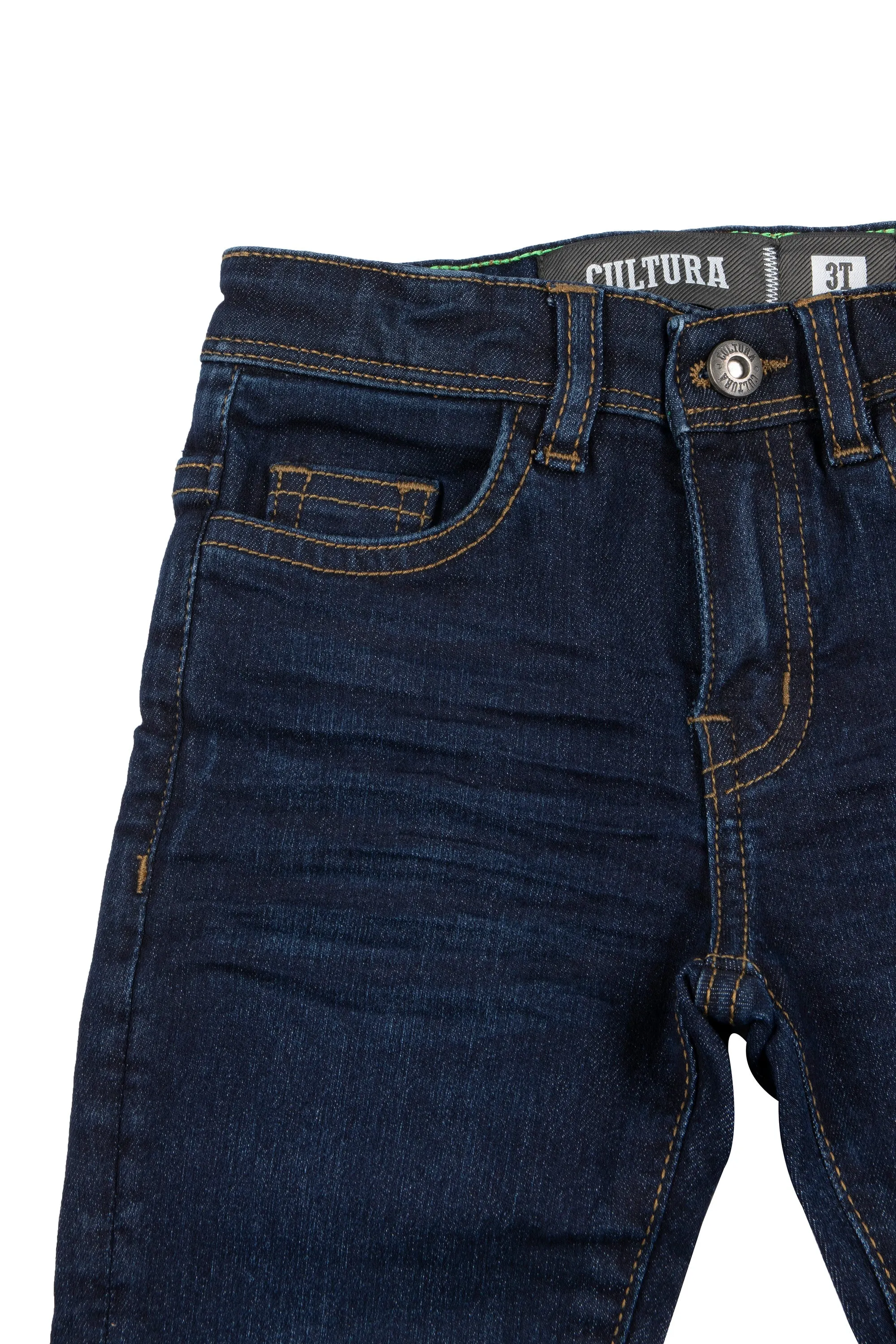 CULTURA Kid's Slim Fit Washed Accent Stitch Denim Pants