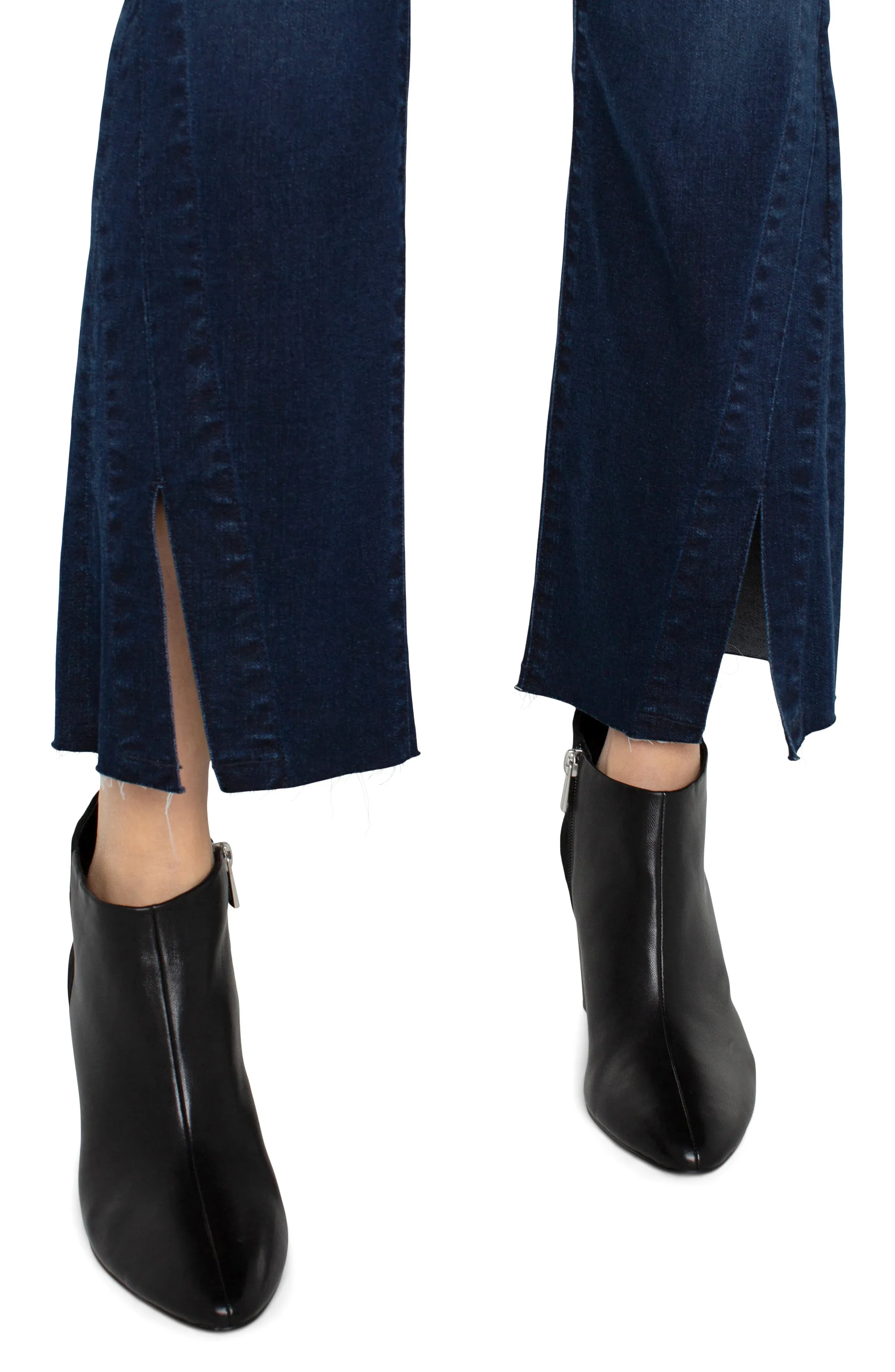 DARK BLUE CROP FLARE GIA GLIDER WITH FRONT SLIT JEAN