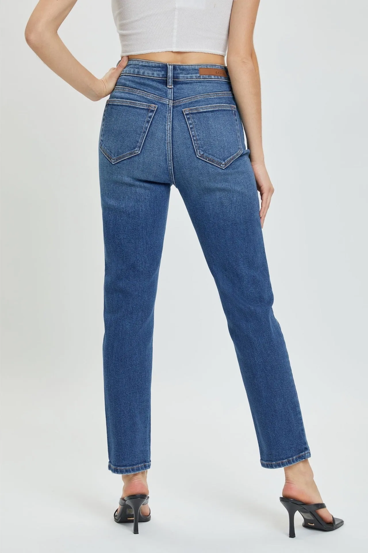 Dark Denim High Rise Straight Jeans