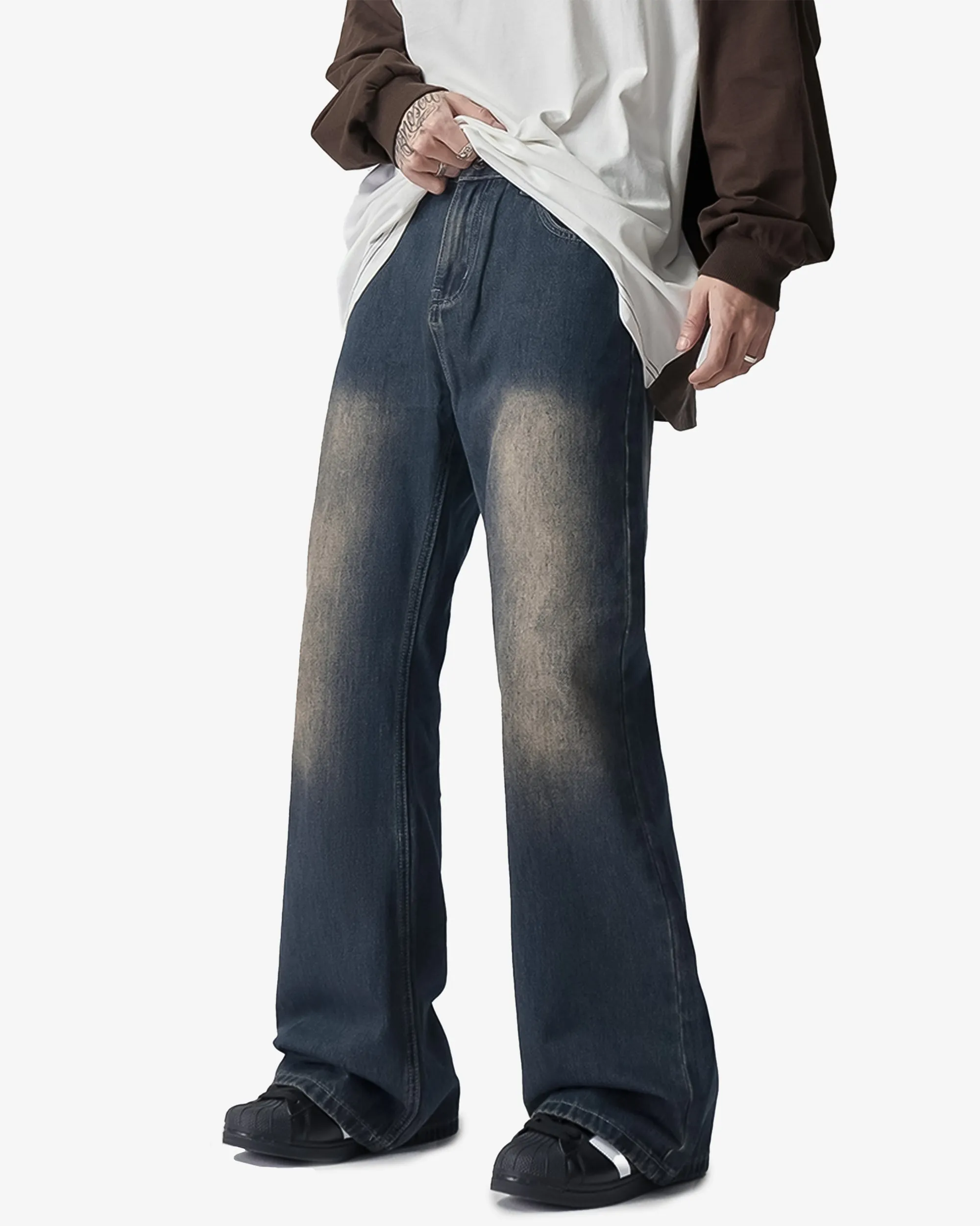 Dark Wash Micro Flared Blue Jeans