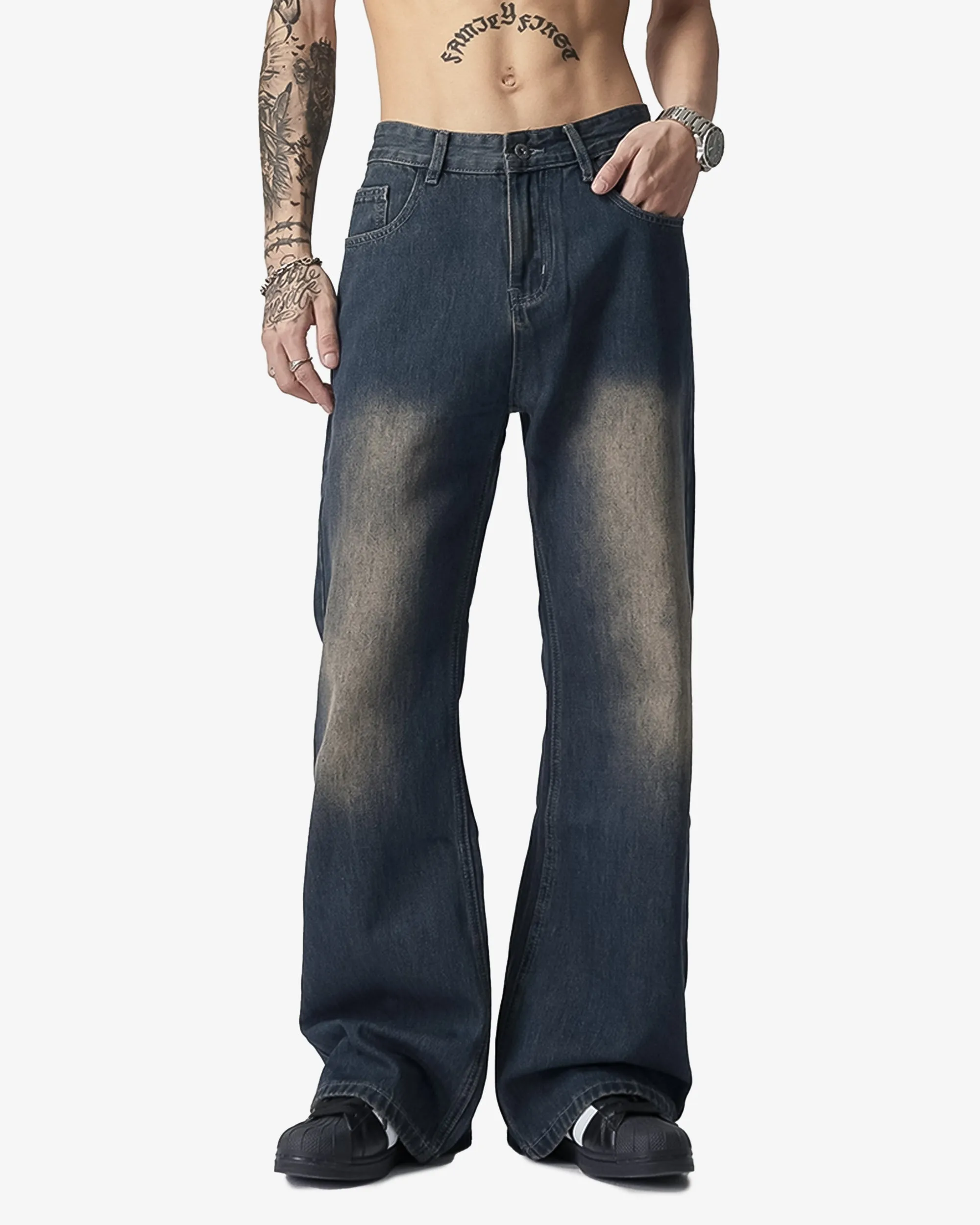 Dark Wash Micro Flared Blue Jeans