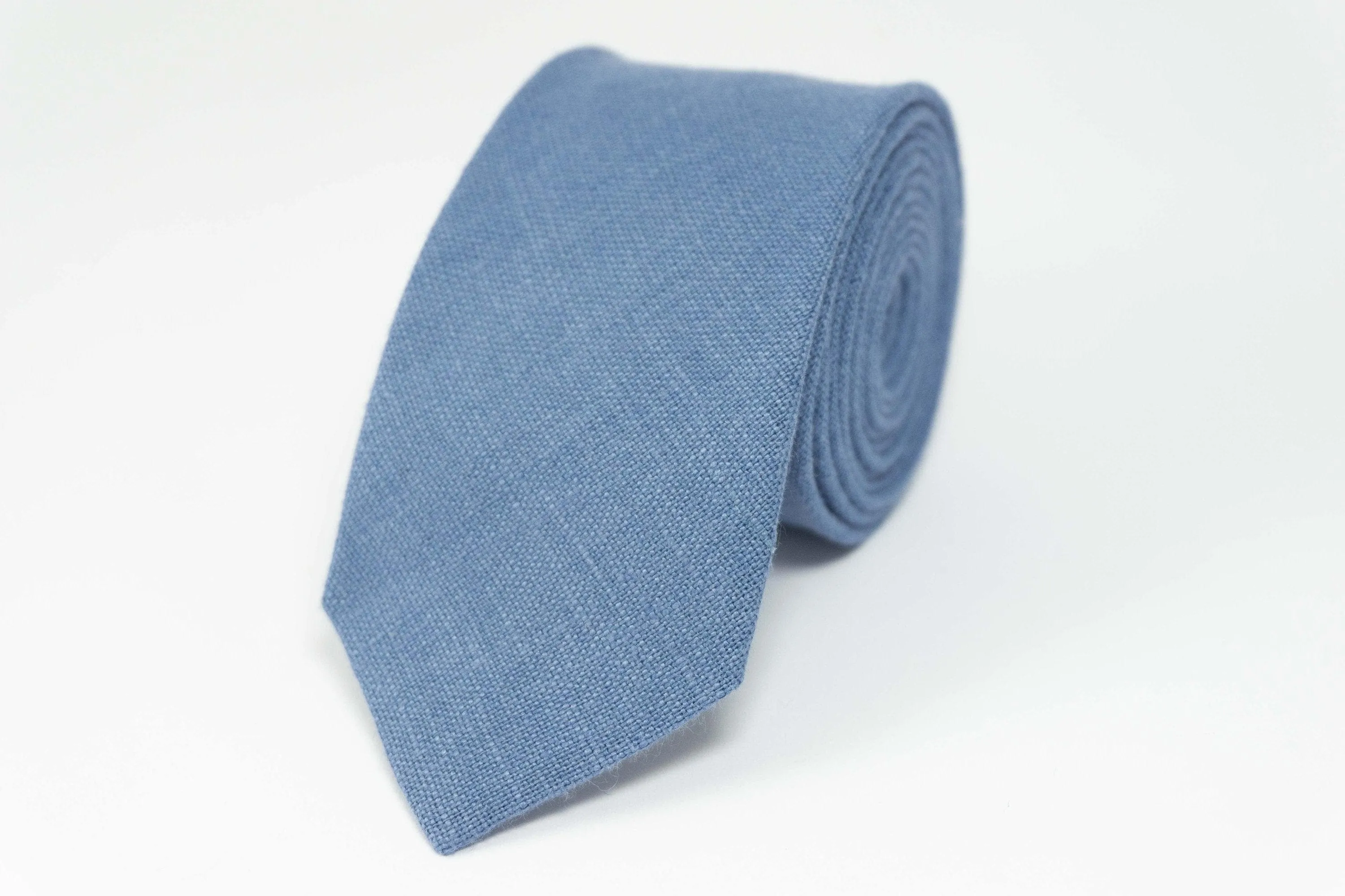 Denim Blue Linen Necktie | Perfect for Weddings