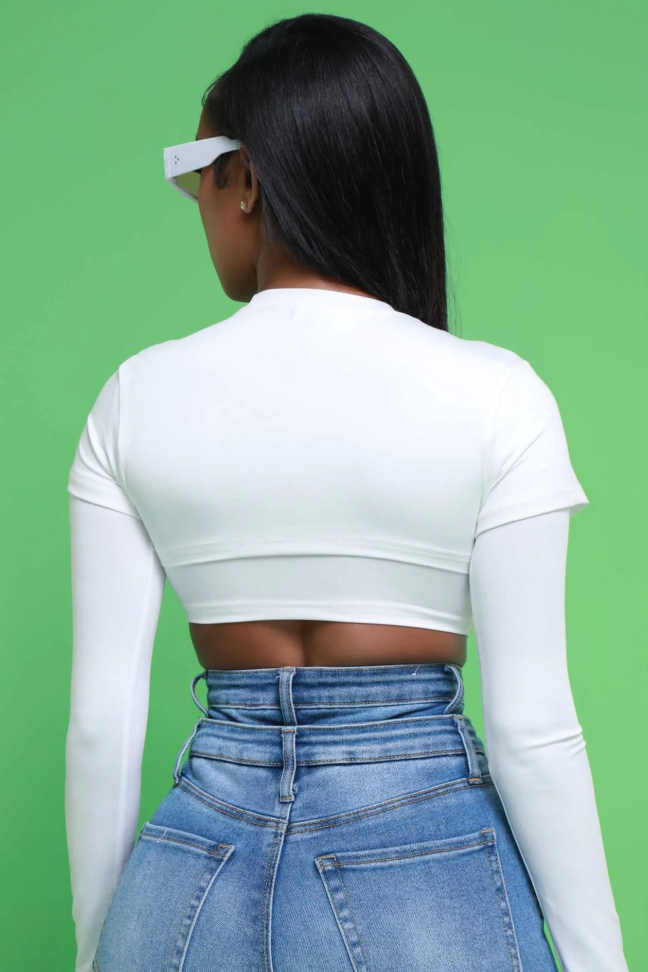 Dig Deeper Double Layer Crop Top - White