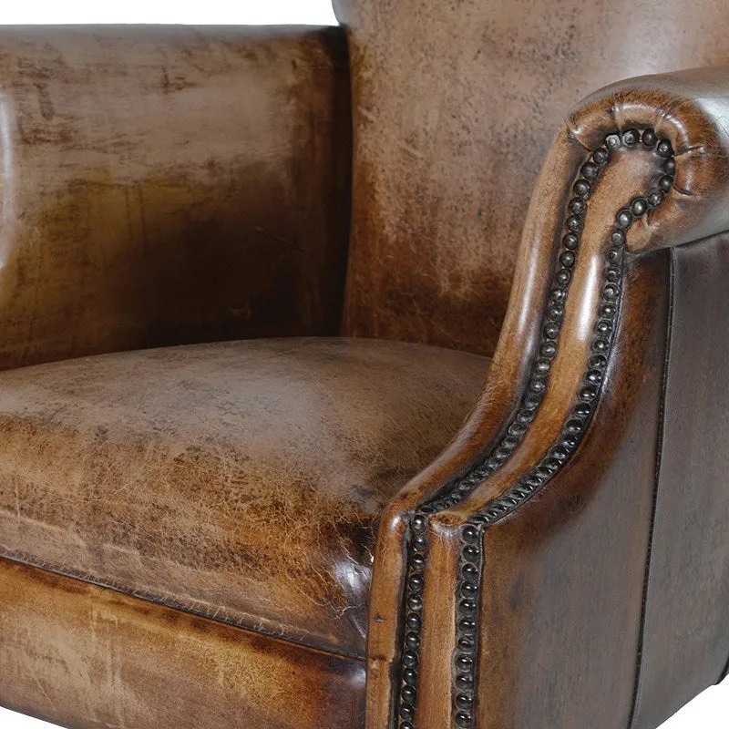 Distressed Aged Leather Armchair | PRE ORDER