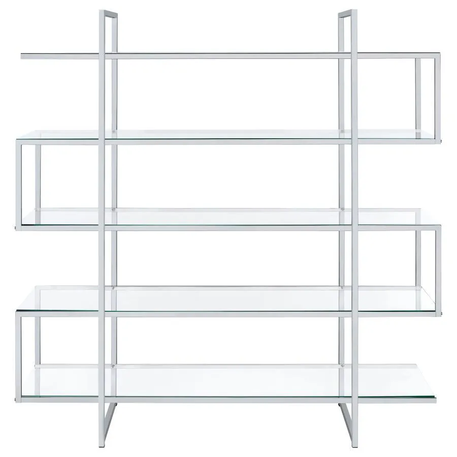 Elmer - 5-Shelf Bookshelf - Clear And Chrome