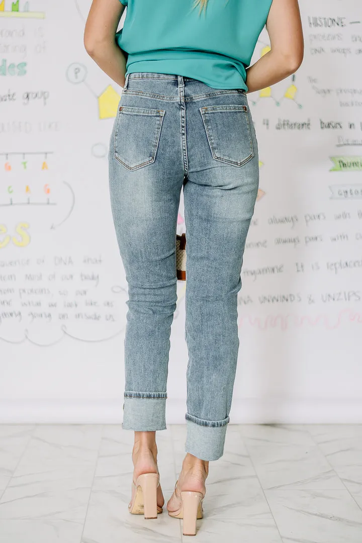 Eva Brielle Cuffed Boyfriend Jeans