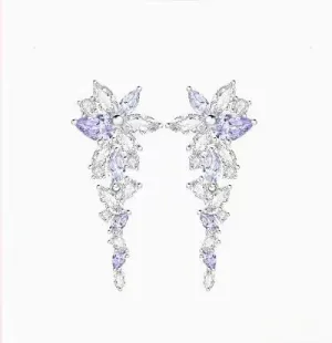 FANCIME "Wisteria Bouquet" Sterling Silver Petal Cluster Drop Stud Earrings