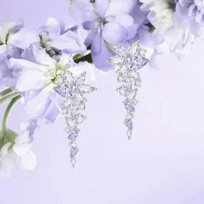 FANCIME "Wisteria Bouquet" Sterling Silver Petal Cluster Drop Stud Earrings