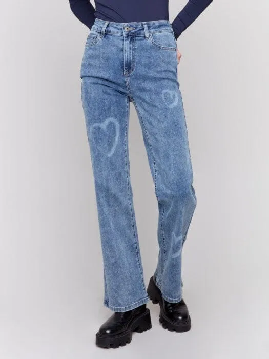 FLARE JEANS WITH HEARTS