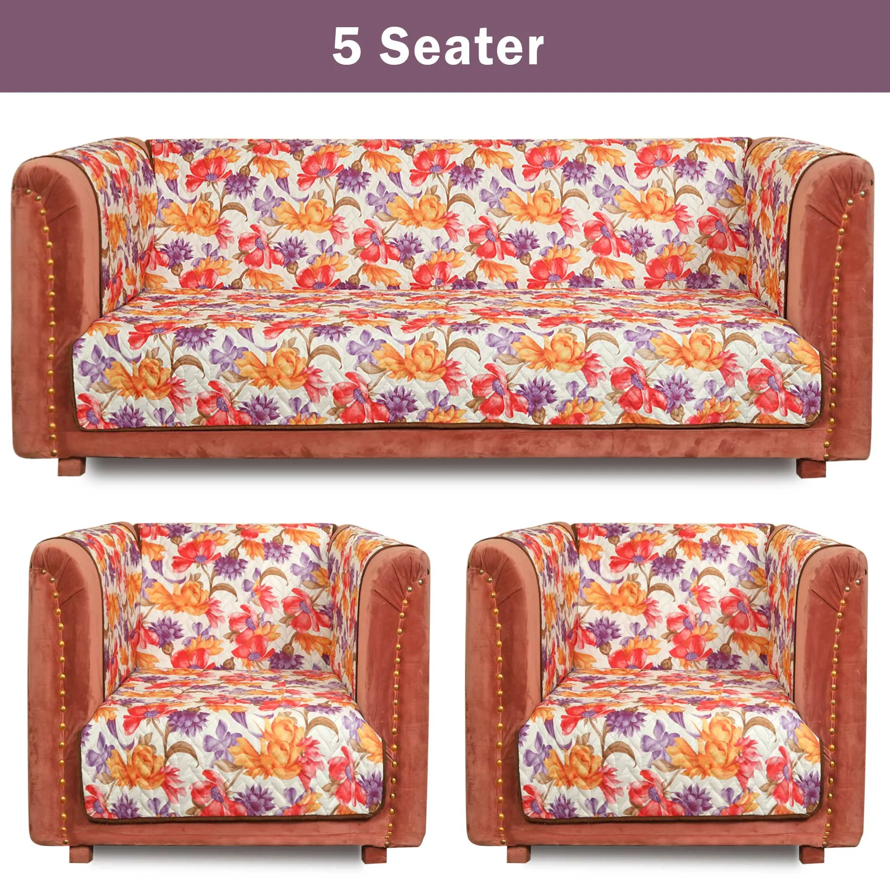 Floral Garden Quilted Sofa Cover Set