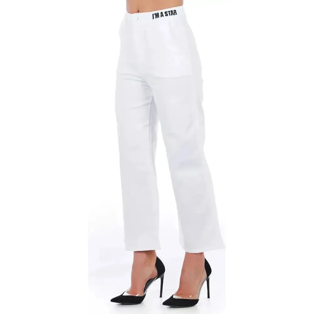 Frankie Morello White Cotton Women Trouser