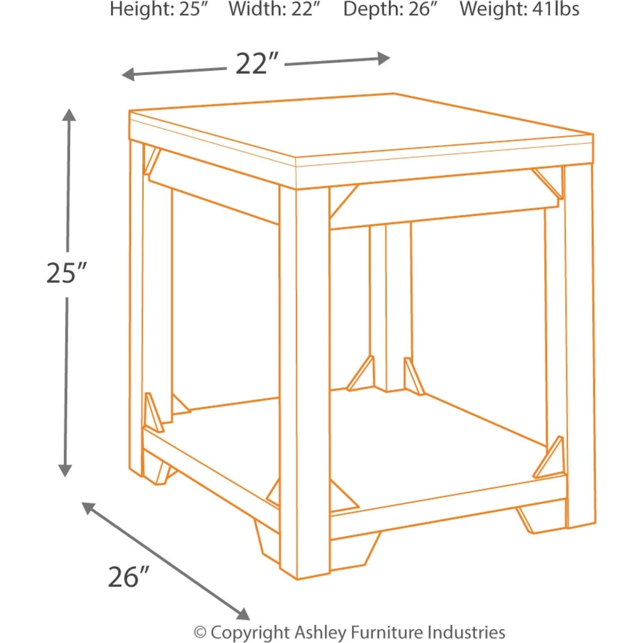 Fregine Rectangle End Table