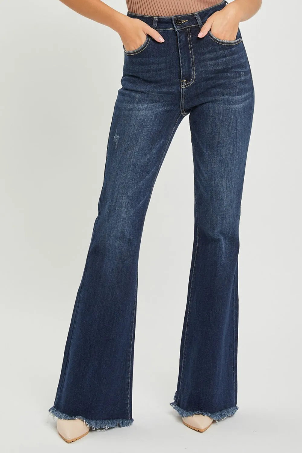 Friday High Waist Raw Hem Flare Jeans