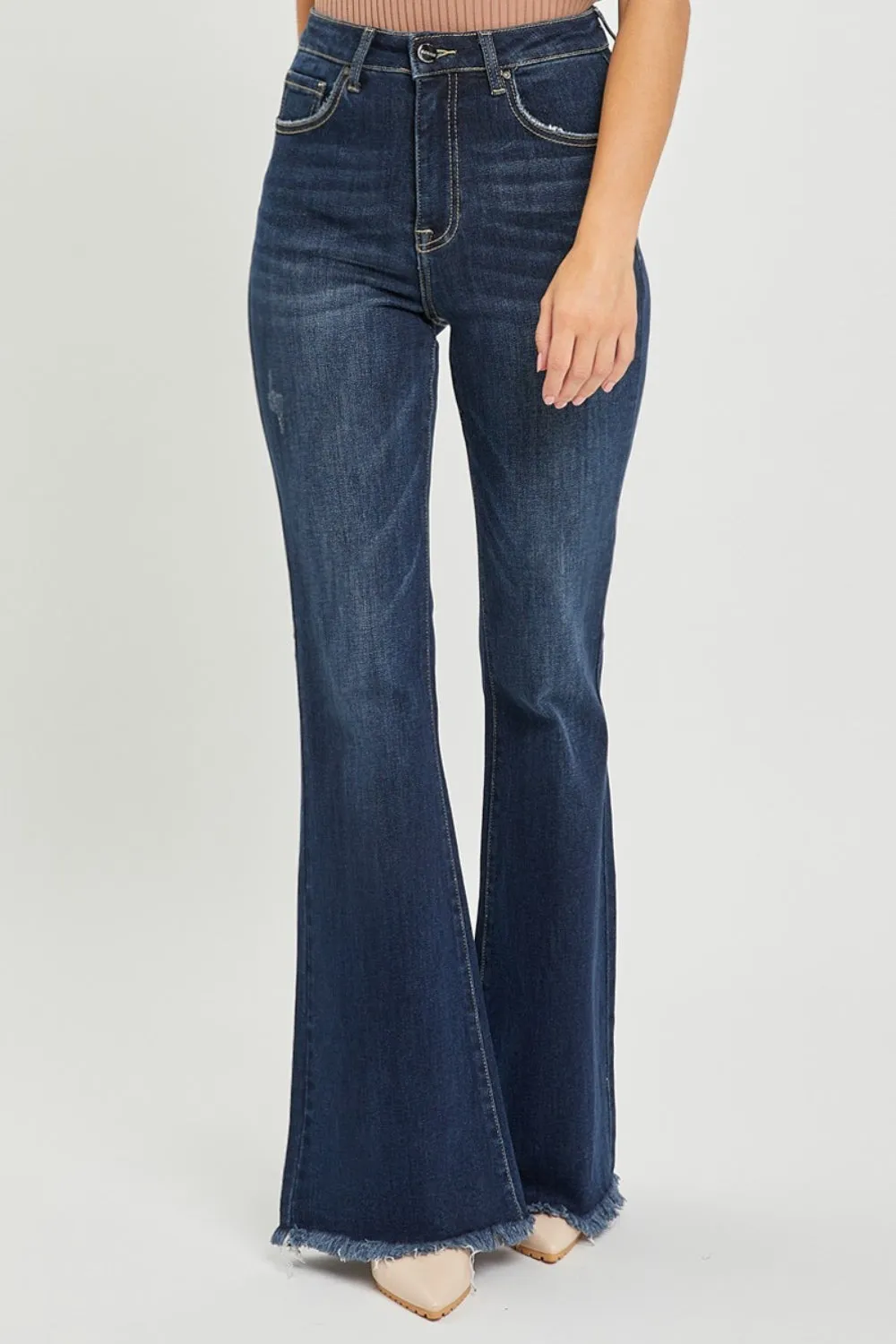 Friday High Waist Raw Hem Flare Jeans