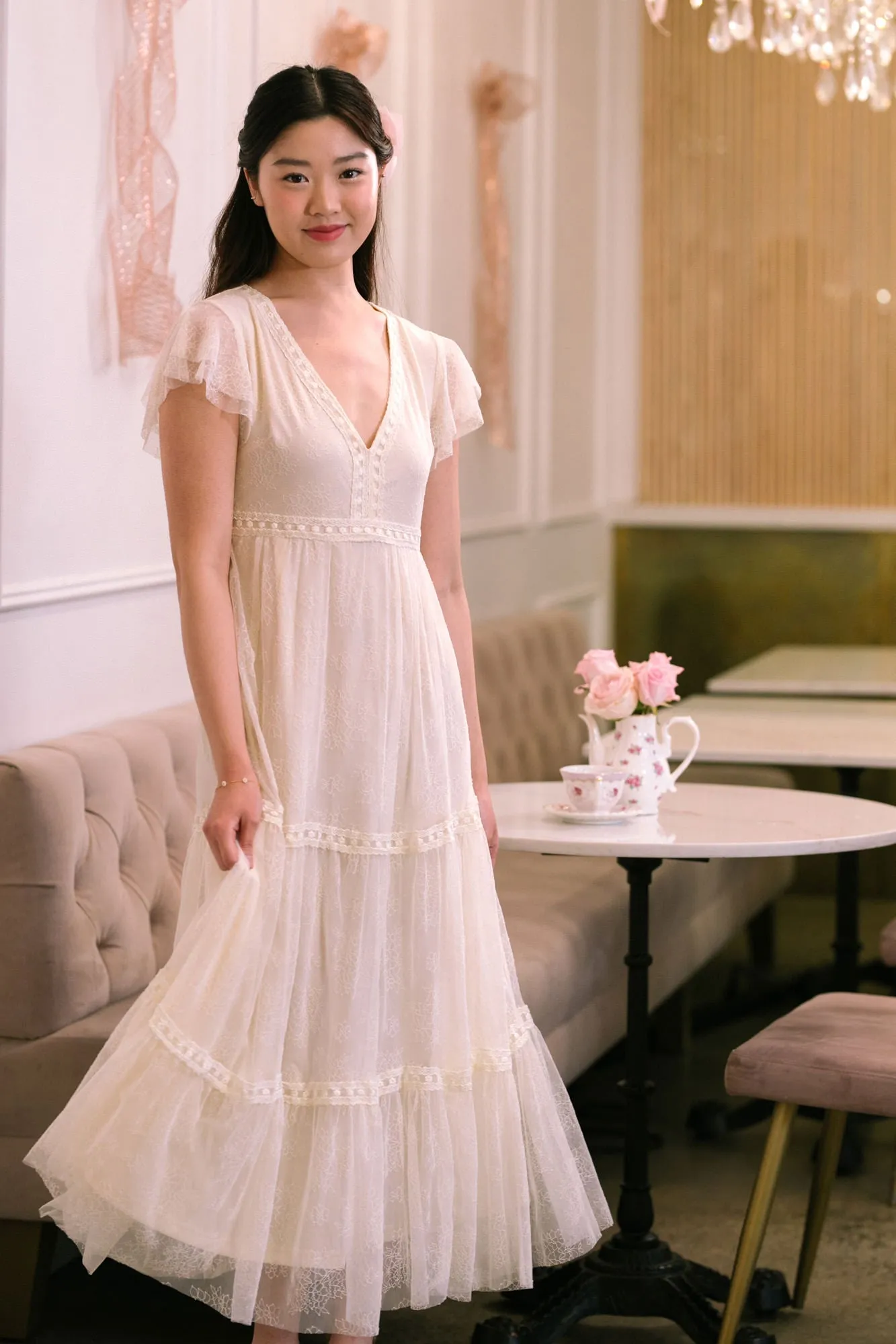 Haven Embroidered Tiered Dress