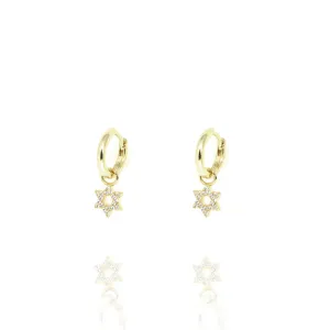 Huggie Earrings with Hanging Star of David by Penny Levi