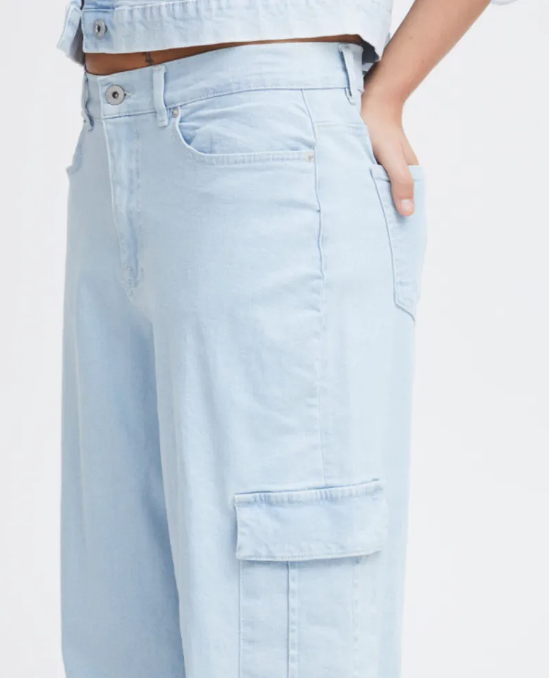 Ichi Carley Blue Cargo Denim Trousers