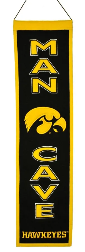 Iowa Hawkeyes Winning Streak Man Cave Vertical Wool Banner (8"x32")