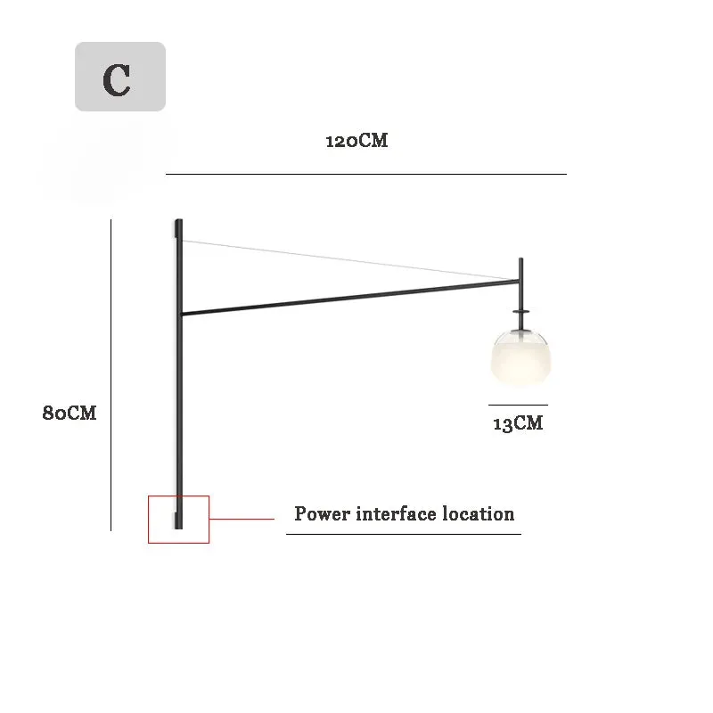 Jeska Nordic Long Pole Wall Lamps