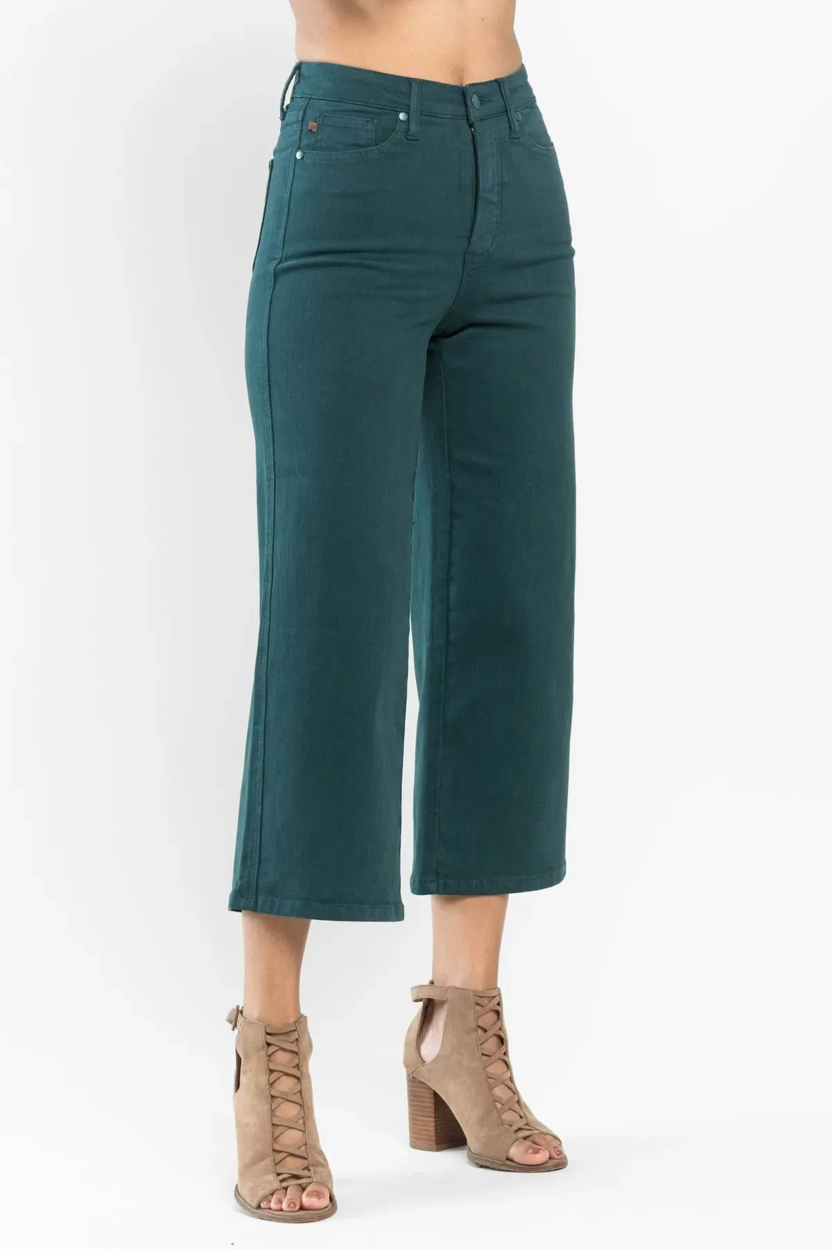 Judy Blue Cropped Wide Leg in Teal