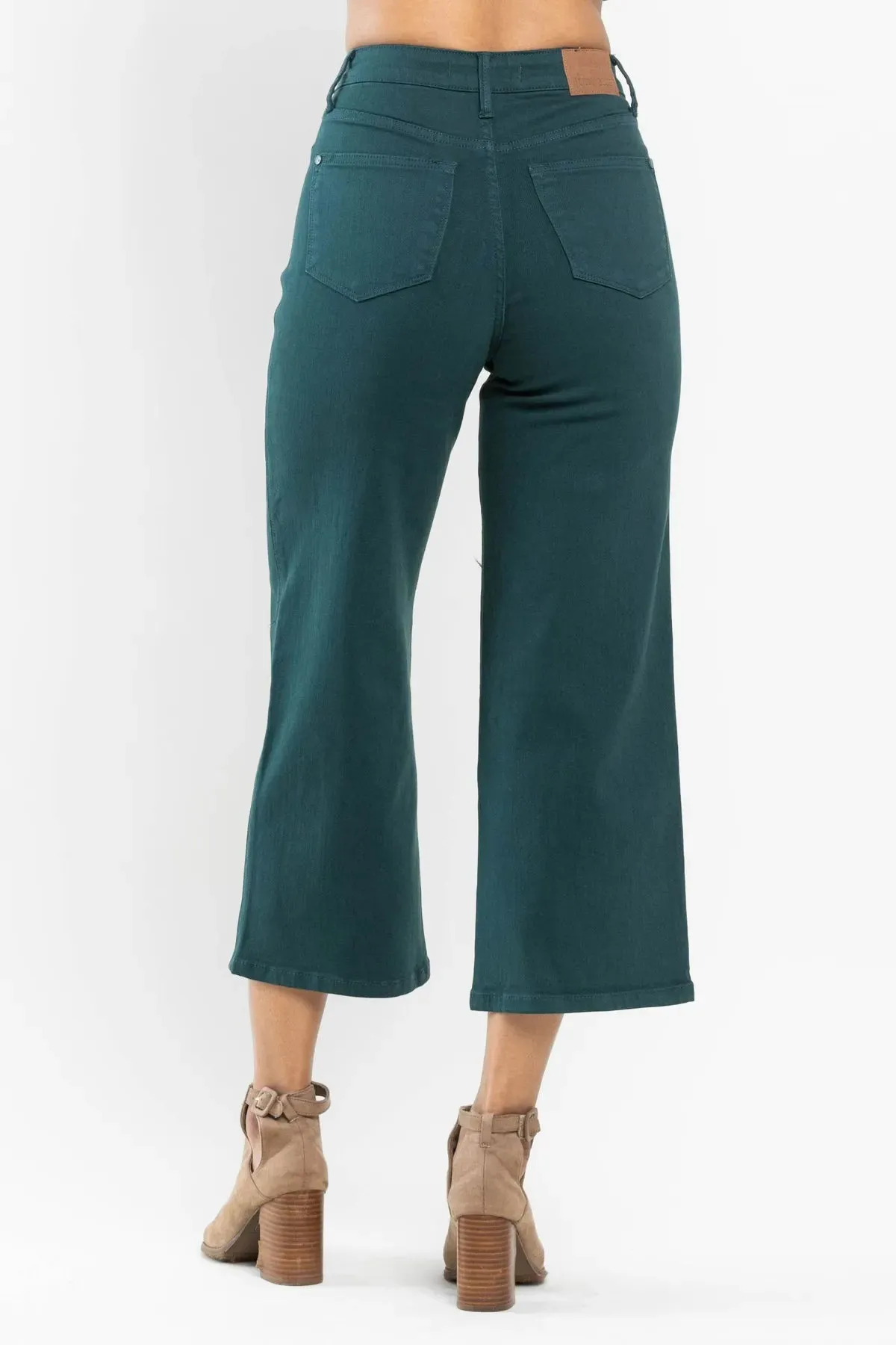 Judy Blue Cropped Wide Leg in Teal