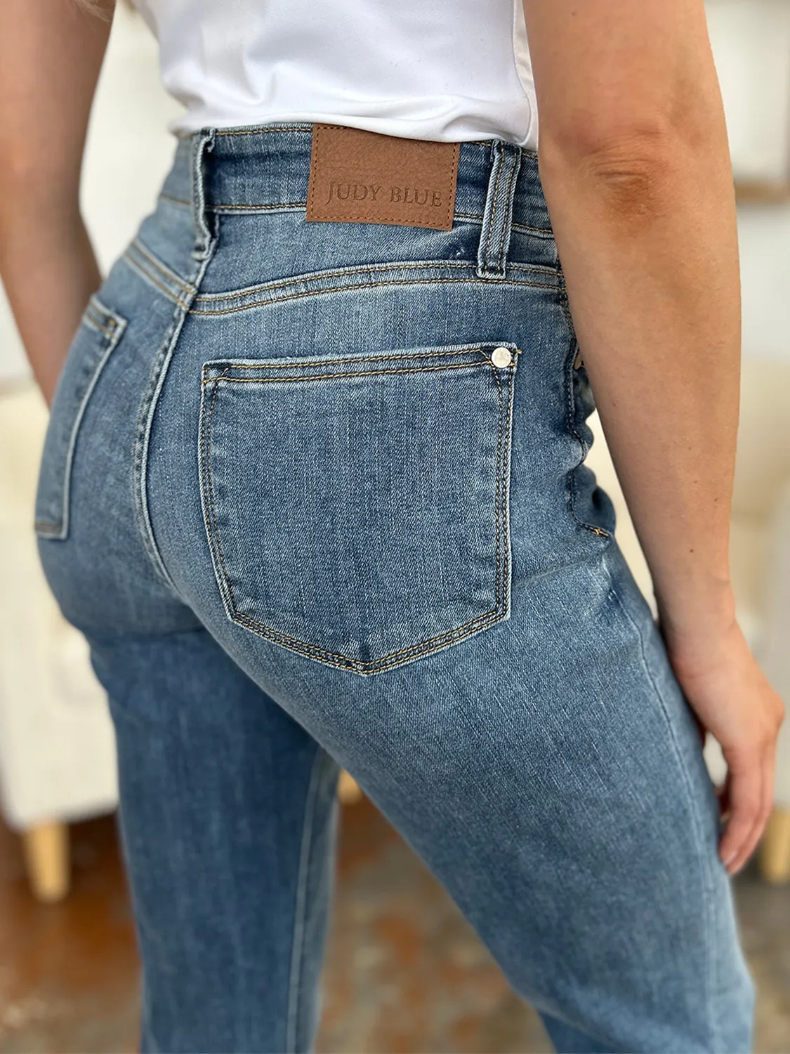 Judy Blue Cuffed Hem Low Waist Slim Jeans [Online Exclusive]