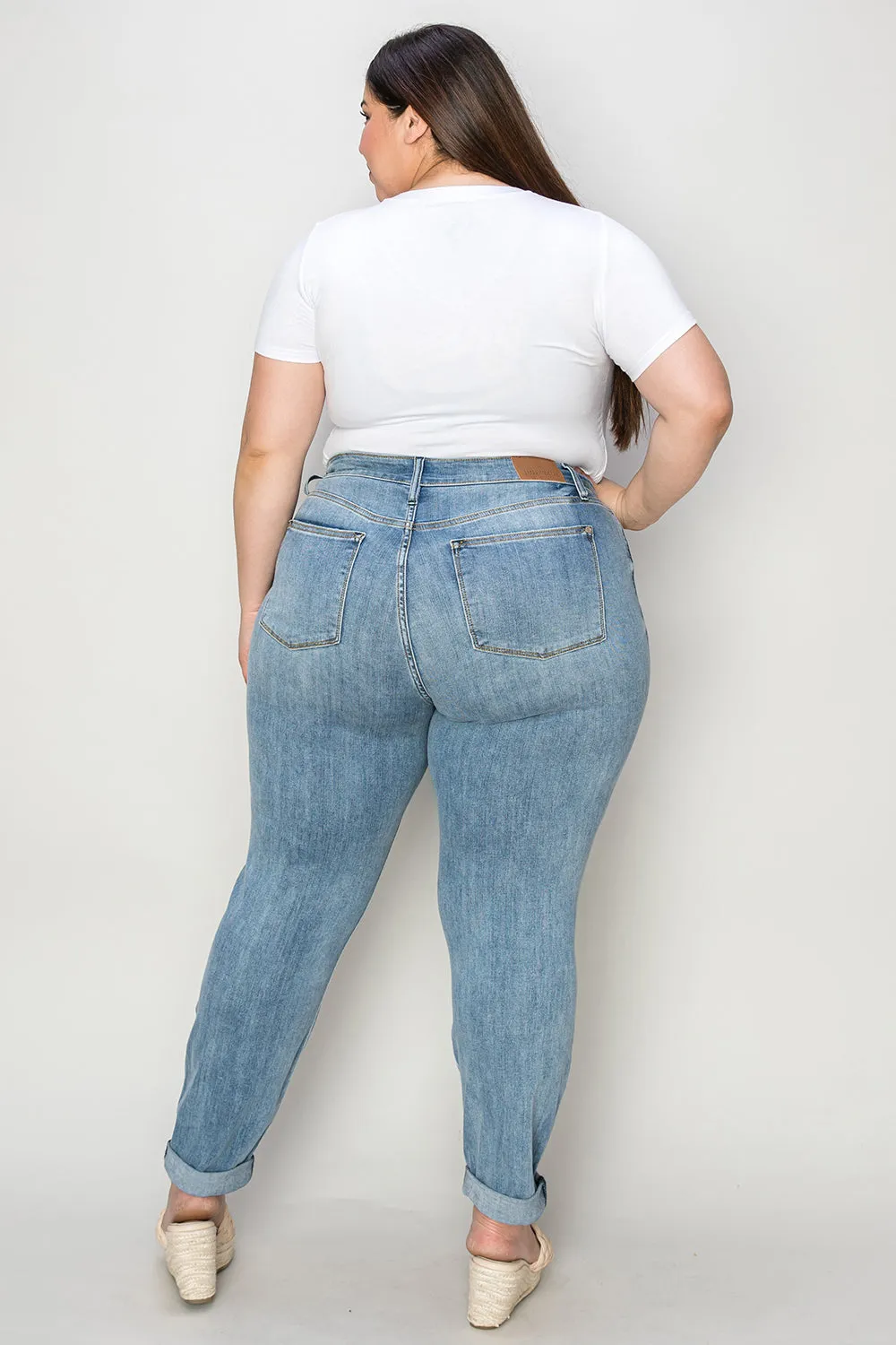 Judy Blue Cuffed Hem Low Waist Slim Jeans [Online Exclusive]