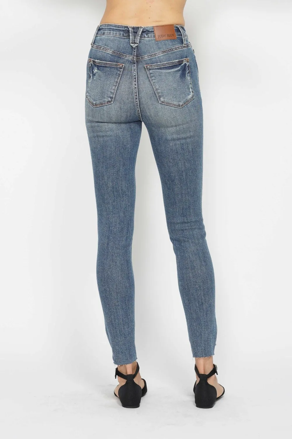 Judy Blue Tummy Control Vintage Wash Hem Destroy Skinny Jeans (Online Exclusive)