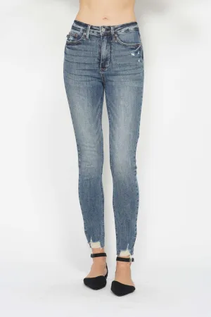 Judy Blue Tummy Control Vintage Wash Hem Destroy Skinny Jeans (Online Exclusive)