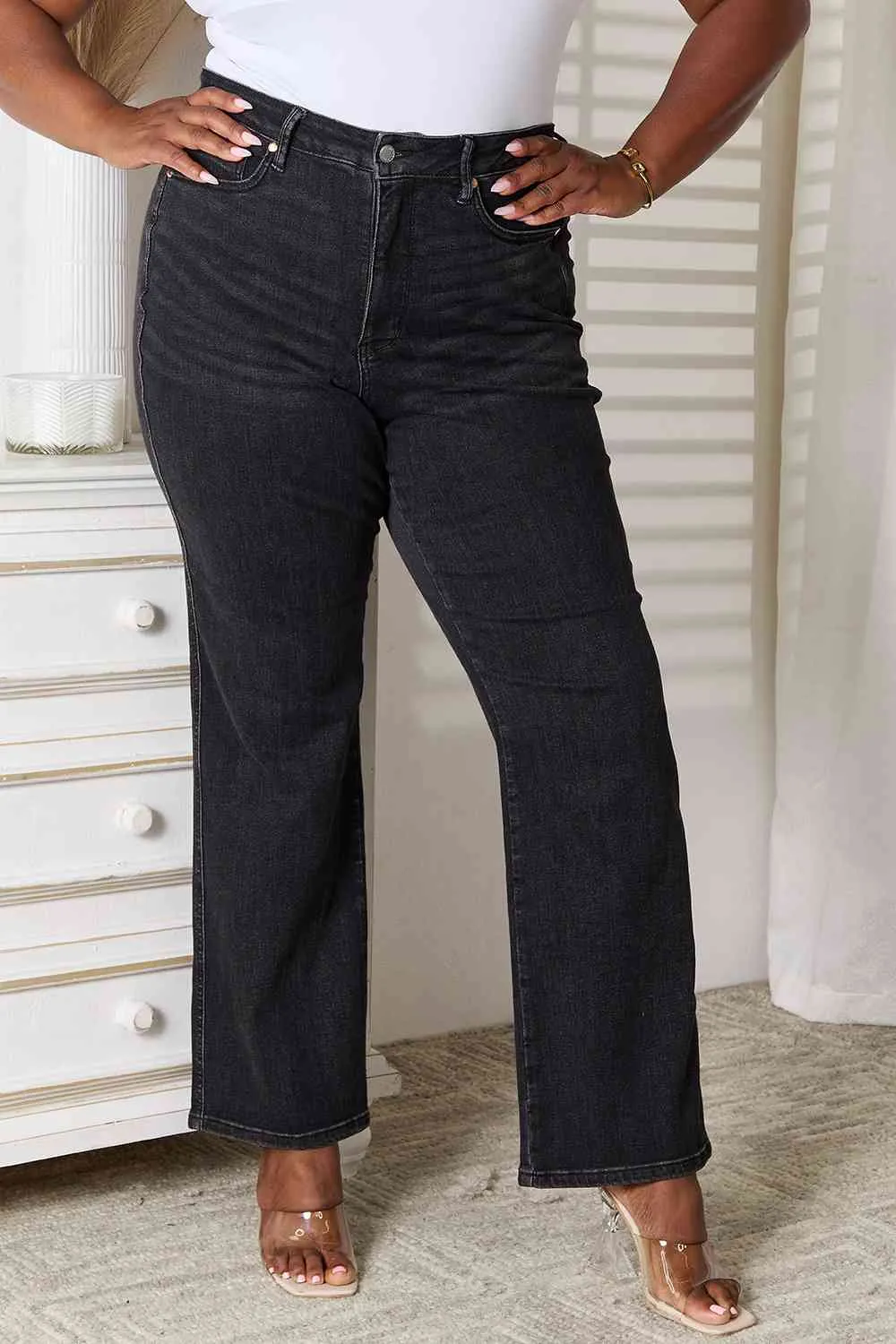 Judy Blue Washed Black Straight Jeans