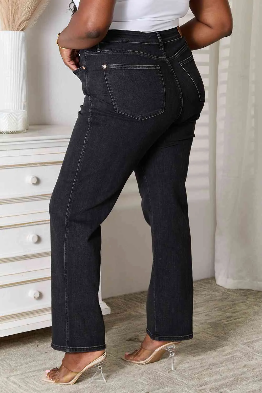 Judy Blue Washed Black Straight Jeans