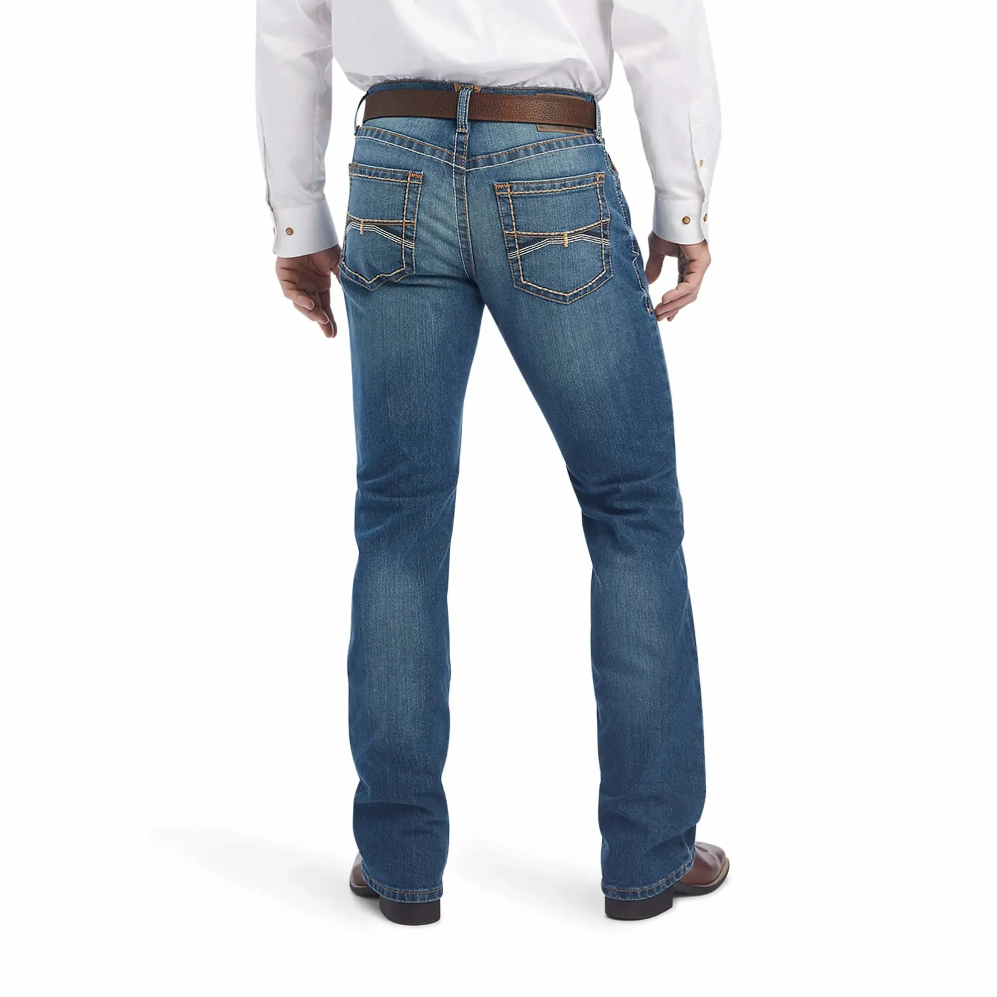 Optimized Title: Mens Ariat M4 Ramos Bootcut Jeans in Cayman Wash - Stylish and Comfortable Denim for Everyday Wear