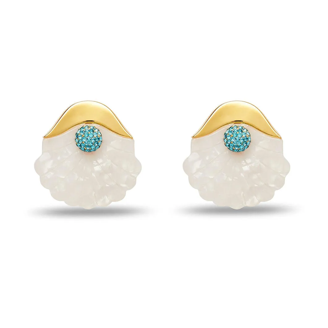 Mother of Pearl Shellona Button Earrings