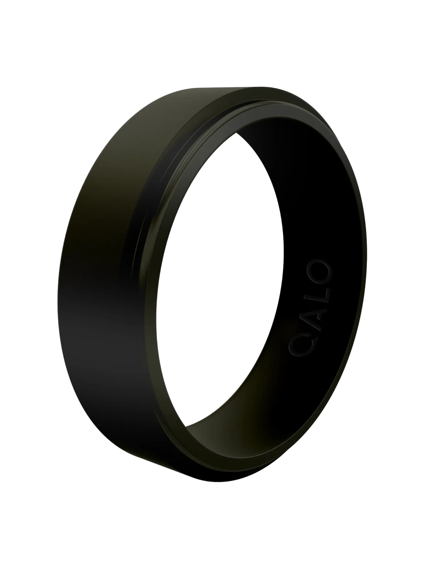 Narrow Polished Step Edge Silicone Ring