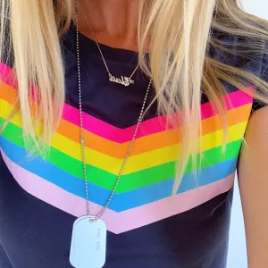 Neon Rainbow chevron charcoal tee